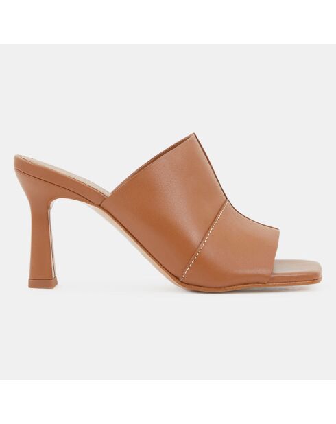 Mules en Cuir Rita marron - Talon 9 cm