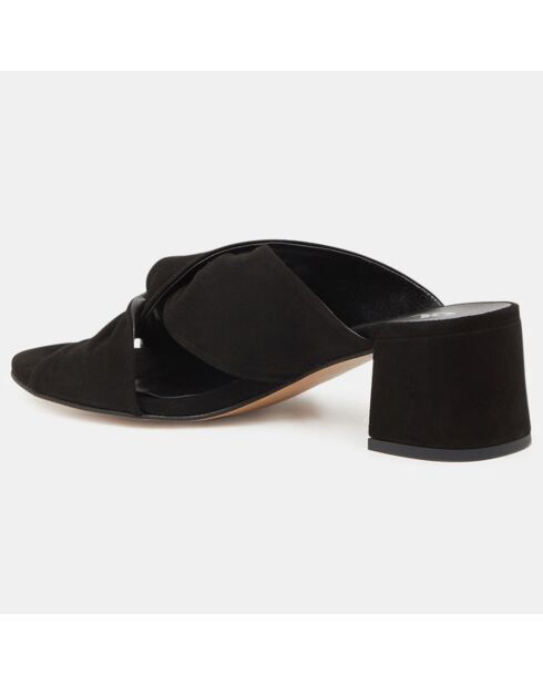 Mules nouées en Velours de Cuir noires - Talon 5 cm