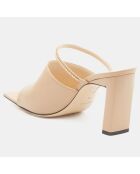 Mules en Cuir nude - Talon 9 cm