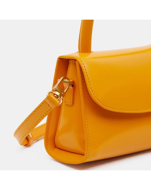 Sac à main mini en Cuir Semi Patent Léa orange - 10,5x16,5x7 cm