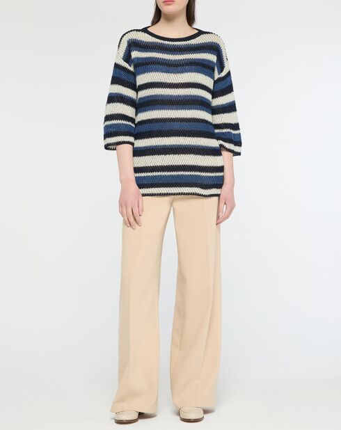 Pull 100% Lin Gentile bleu/multicolore