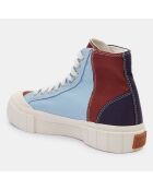 Sneakers en Coton Bio Palm bleu/marron