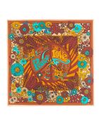 Foulard carré Medium à motif orange/turquoise