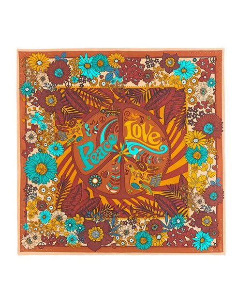 Foulard carré Medium à motif orange/turquoise
