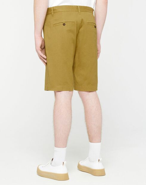 Muberlin Bermudashorts in normaler Passform aus Baumwolle und Leinen, khaki