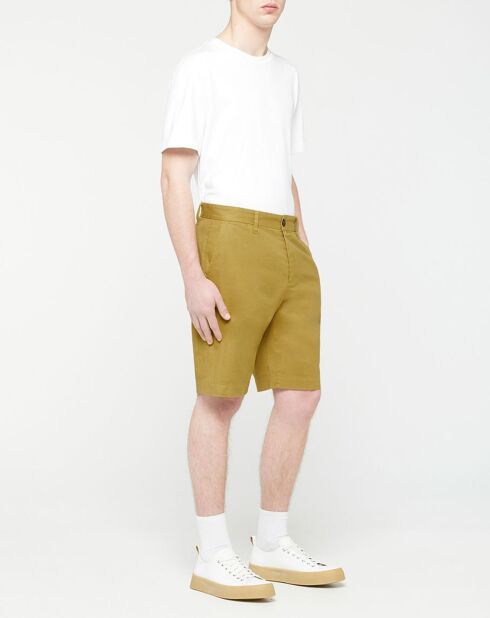 Muberlin Bermudashorts in normaler Passform aus Baumwolle und Leinen, khaki