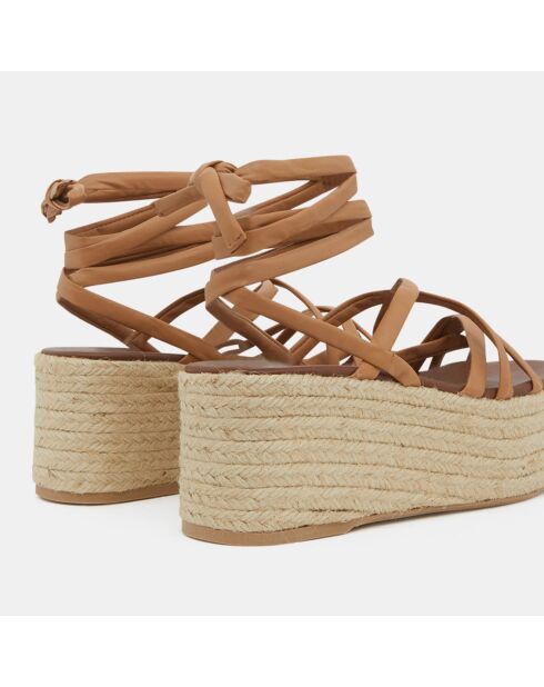 Paw Paw Sandalen aus Kamelleder, 7 cm Absatz