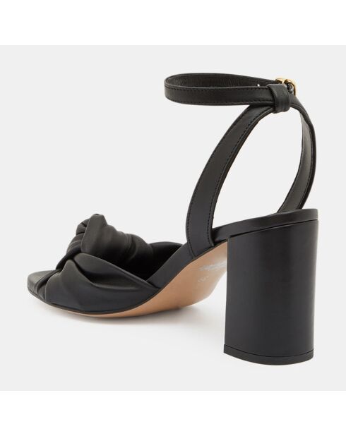 Sandales en Cuir ornées d'un nœud noires - Talon 7,5 cm