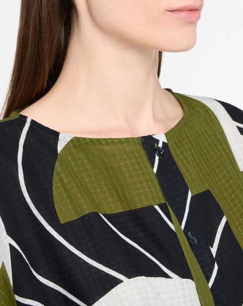Top Frida en Coton Murmure Mousse vert/noir