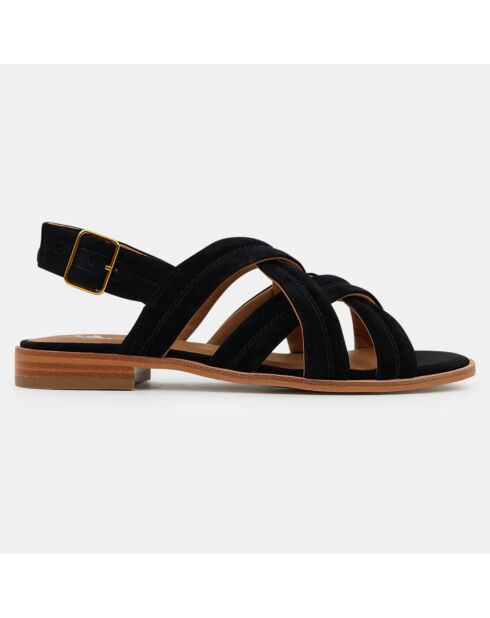 Zwarte fluwelen leren kruissandalen