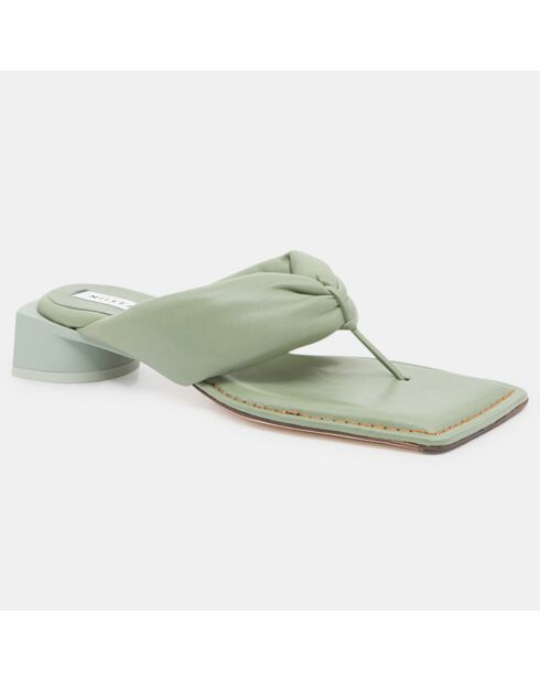 Pantoletten aus grünem Leder
