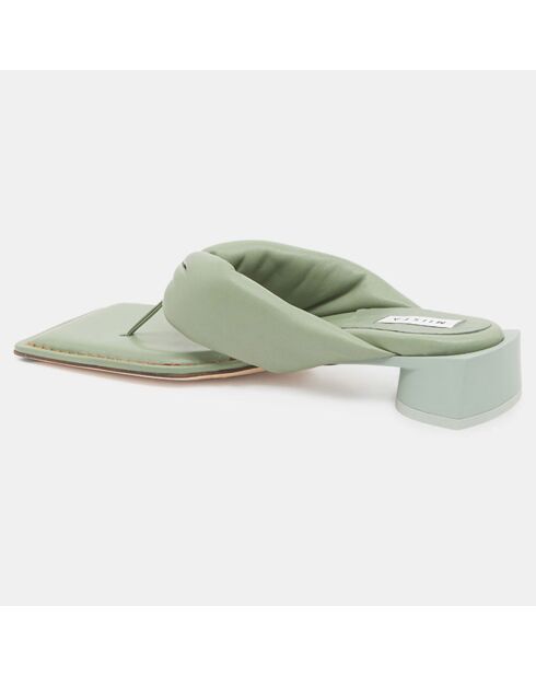 Pantoletten aus grünem Leder