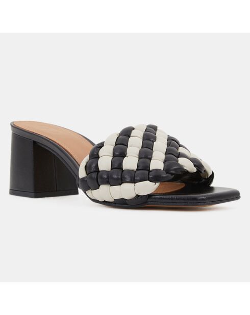 Mules en Cuir Odessa noir/blanc - Talon 5.5 cm