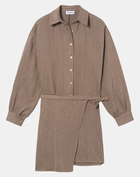Melila beige jurk van 100% linnen