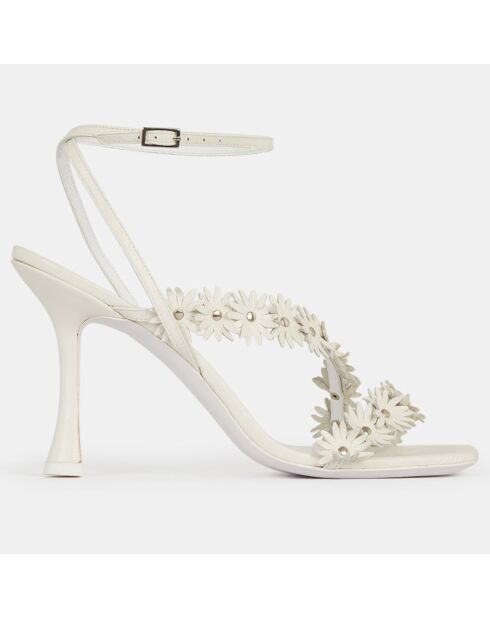 Weiße Ledersandalen - 9 cm Absatz