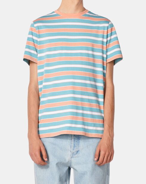 T-Shirt Gio rayé bleu/orange