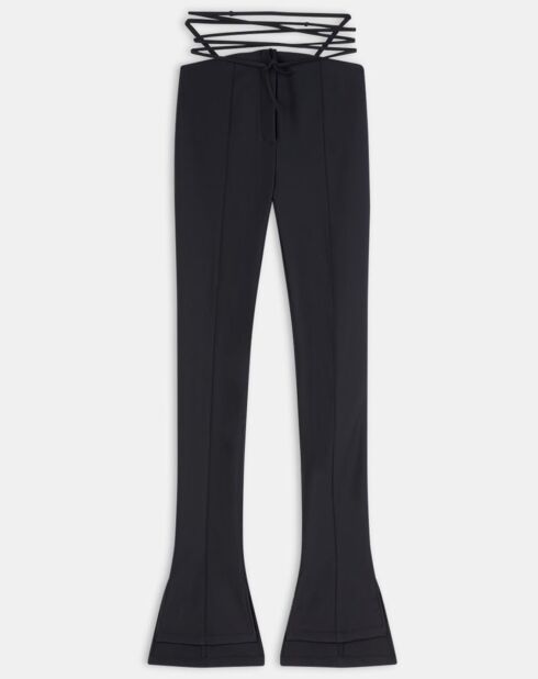 Pantalon enduit asymétrique noir