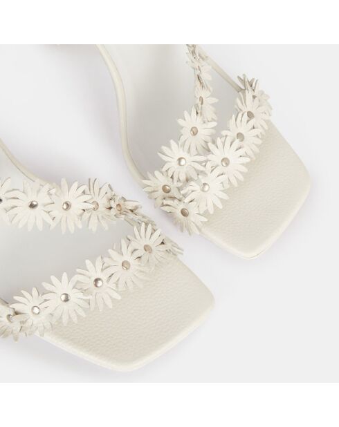 Weiße Ledersandalen - 9 cm Absatz