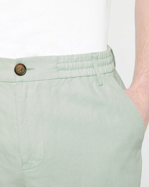 Bermuda en Coton & Lin Regular Fit Mudalin Cordon vert clair