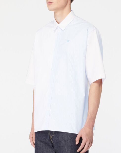 Wit ruimvallend overhemd met korte mouwen