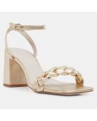 Sandales en Cuir à bride tressée dorées - Talon 7 cm