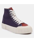 Sneakers en Coton Bio Palm bleu/marron