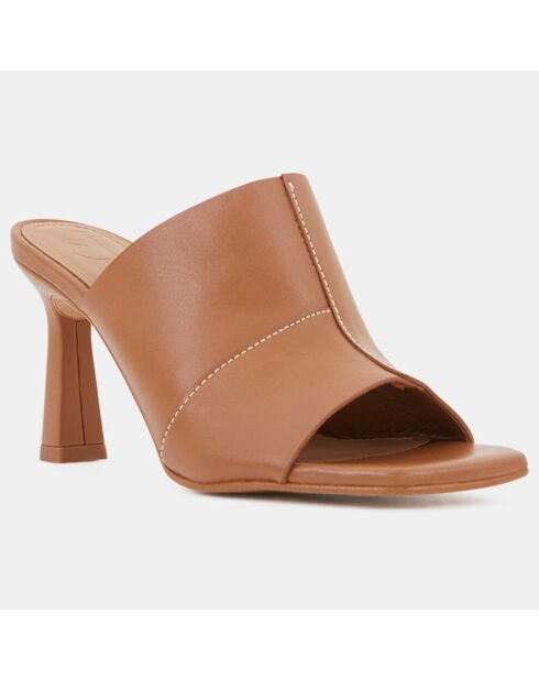 Mules en Cuir Rita marron - Talon 9 cm