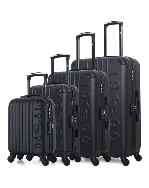 4 Valises 4 roues simples Porter-M 75/65/55/46 cm noires