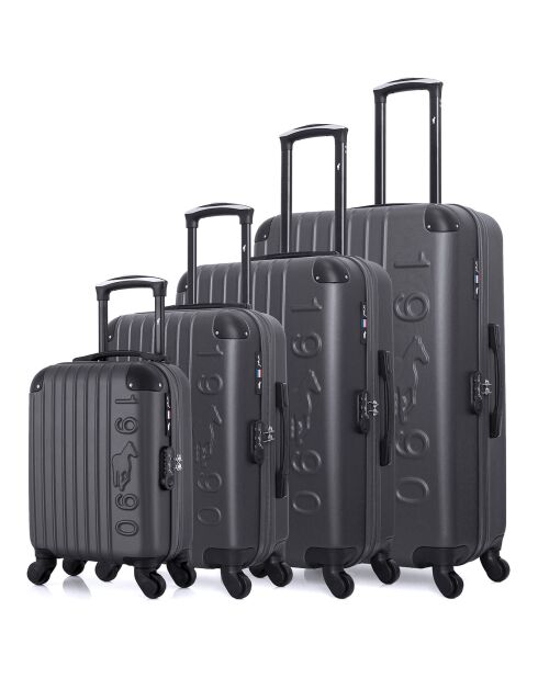 4 Valises 4 roues simples Porter-M 75/65/55/46 cm gris foncé