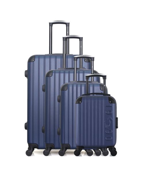 4 Valises 4 roues simples Porter-M 75/65/55/46 cm bleu marine