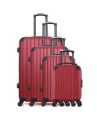 4 Valises 4 roues simples Porter-M 75/65/55/46 cm rouge bordeaux