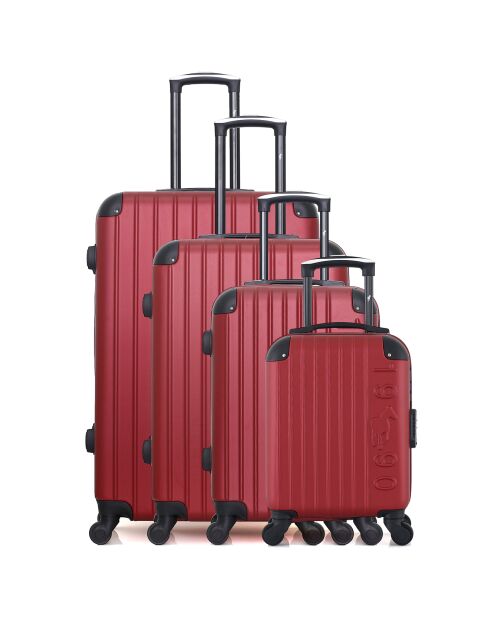 4 Valises 4 roues simples Porter-M 75/65/55/46 cm rouge bordeaux