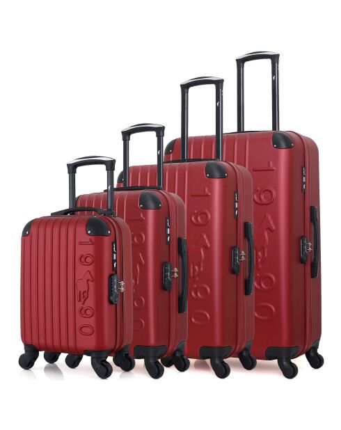 4 einfache Allradkoffer Porter-M 75/65/55/46 cm burgunderrot