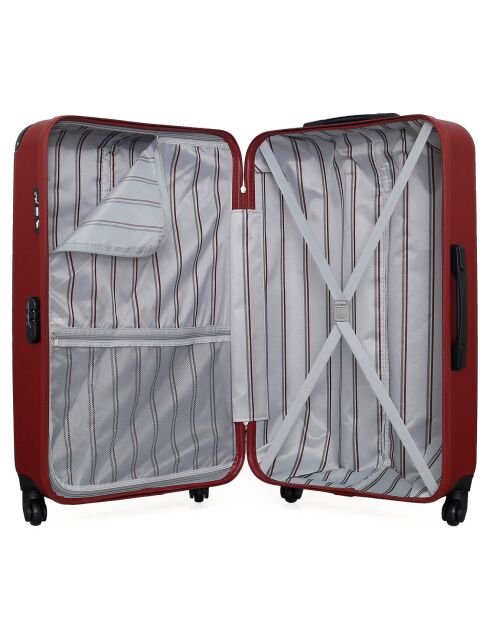 4 Valises 4 roues simples Porter-M 75/65/55/46 cm rouge bordeaux