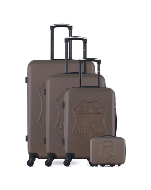 3 semplici valigie a 4 ruote + Vanity Damon 75/65/55 cm marrone