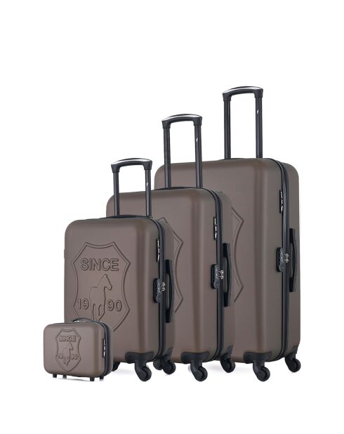 3 semplici valigie a 4 ruote + Vanity Damon 75/65/55 cm marrone