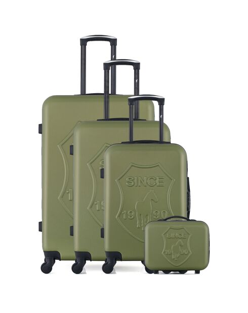 3 semplici valigie a 4 ruote + Vanity Damon 75/65/55 cm kaki