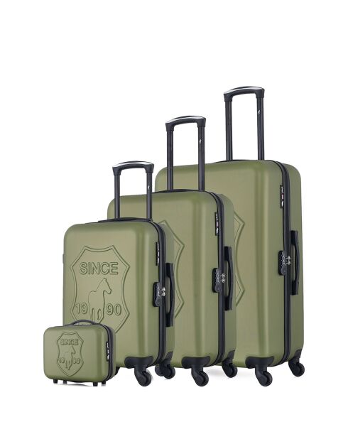 3 semplici valigie a 4 ruote + Vanity Damon 75/65/55 cm kaki
