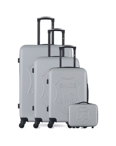 3 einfache Allradkoffer + Vanity Damon 75/65/55 cm grau