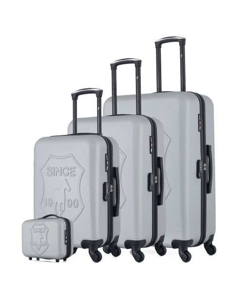 3 einfache Allradkoffer + Vanity Damon 75/65/55 cm grau