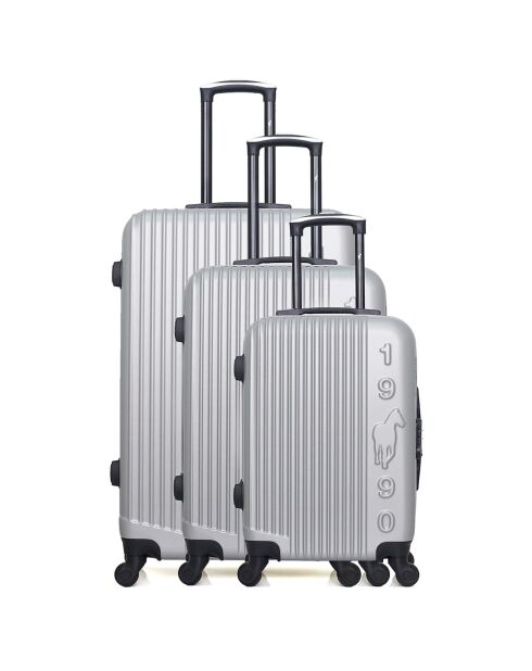 3 Valises 4 roues simples Liam 55/65/75 cm grises