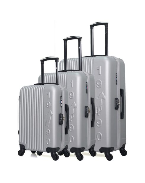 3 Valises 4 roues simples Liam 55/65/75 cm grises