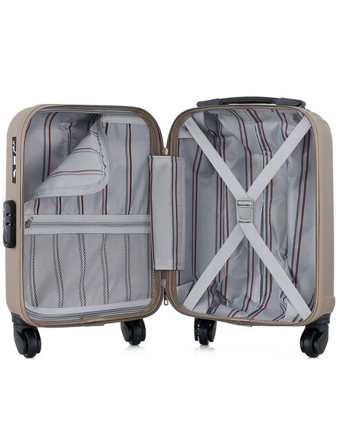 Valise Cabine XS 4 roues simples Liam 46 cm beige