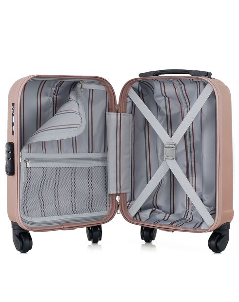 Valise Cabine XS 4 roues simples Liam 46 cm rose doré