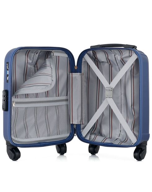 Valise Cabine XS 4 roues simples Liam 46 cm bleu marine