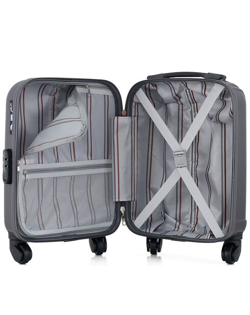 Valise Cabine XS 4 roues simples Liam 46 cm gris foncé