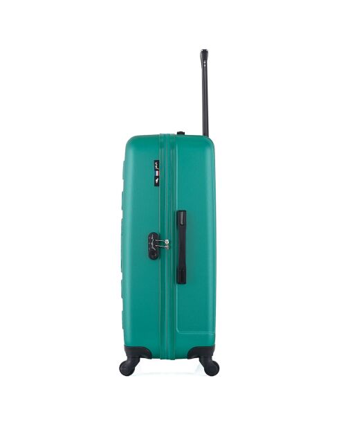 Liam 65 cm groene koffer met 4 wielen en enkele wielen voor medium stay