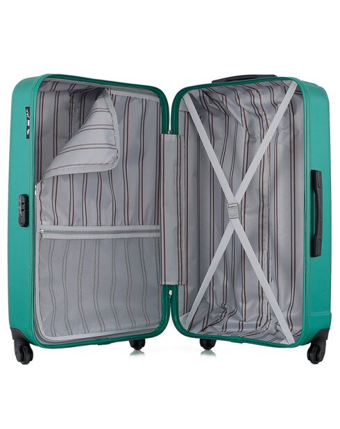 Liam 65 cm groene koffer met 4 wielen en enkele wielen voor medium stay