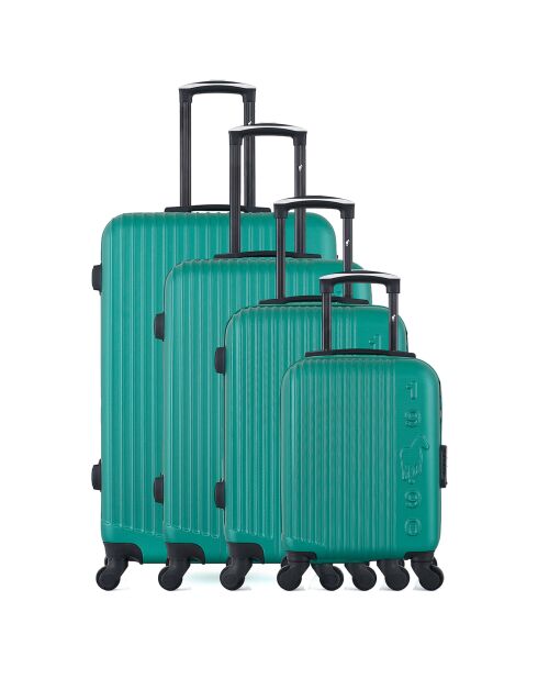 4 Valises 4 roues simples Liam-M 75/65/55/46 cm vertes