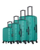 4 Valises 4 roues simples Liam-M 75/65/55/46 cm vertes